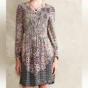 Anthropologie | Maeve Tiled Amethyst Dress with Pockets